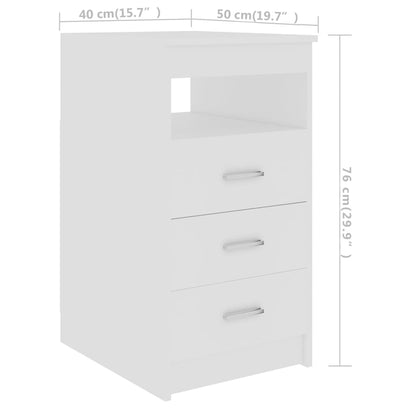 vidaXL Drawer Cabinet White 40x50x76 cm Engineered Wood
