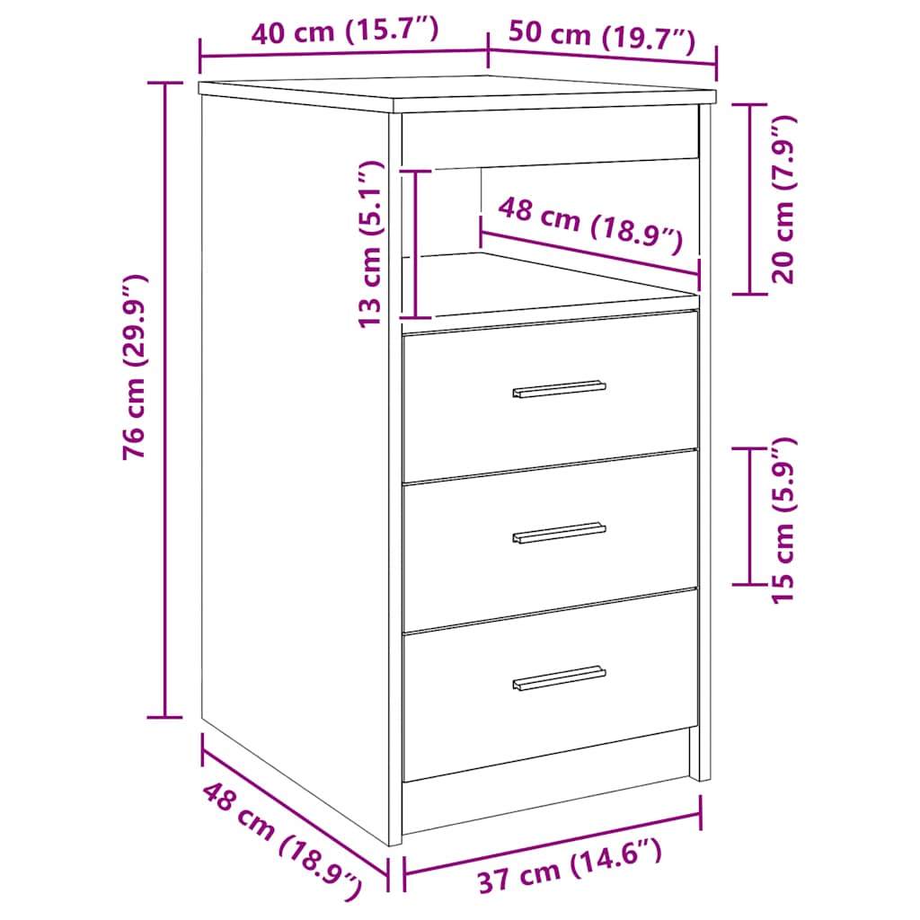 vidaXL Drawer Cabinet Concrete Grey 40x50x76 cm Engineered Wood