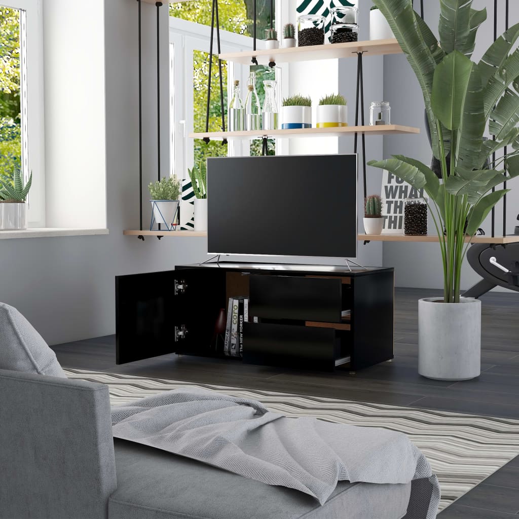 vidaXL TV Cabinet | Black | Engineered wood | 80 x 34 x 36 cm | Doors