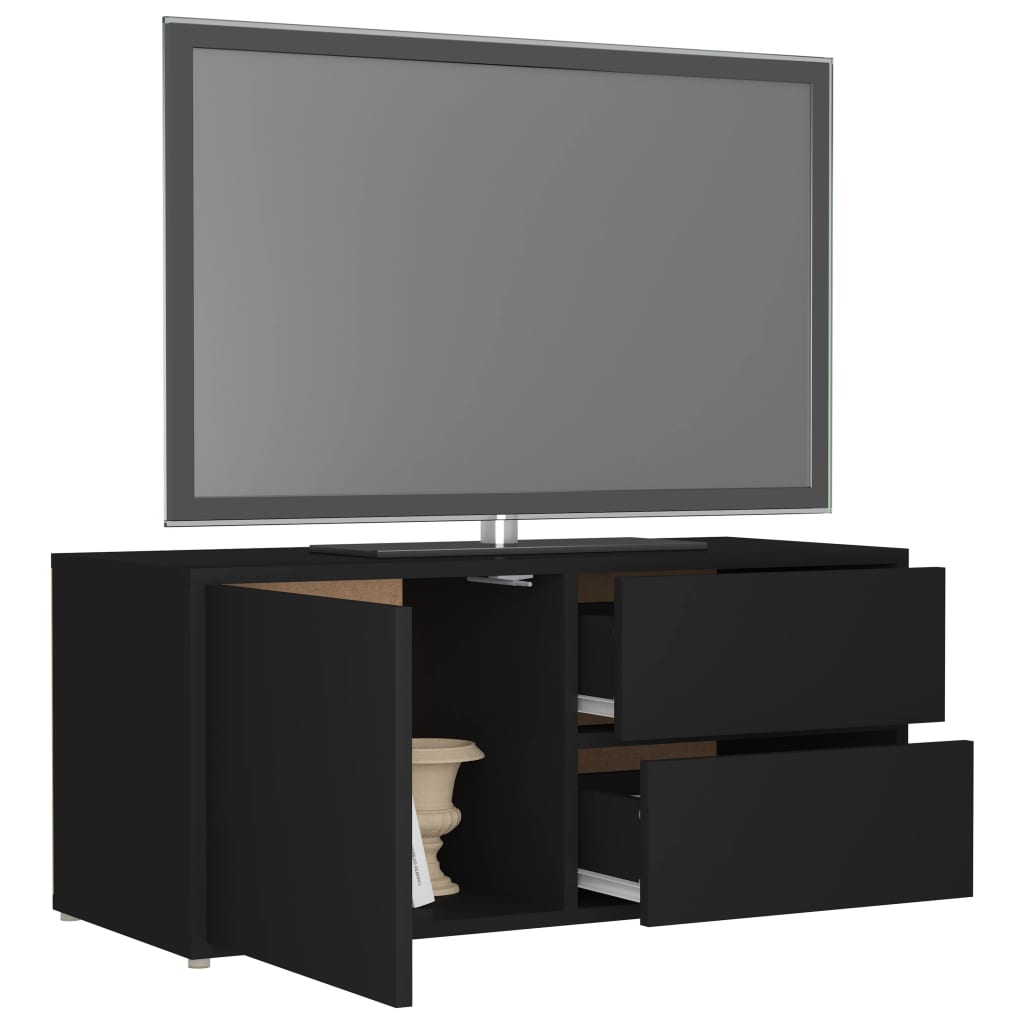 vidaXL TV Cabinet | Black | Engineered wood | 80 x 34 x 36 cm | Doors