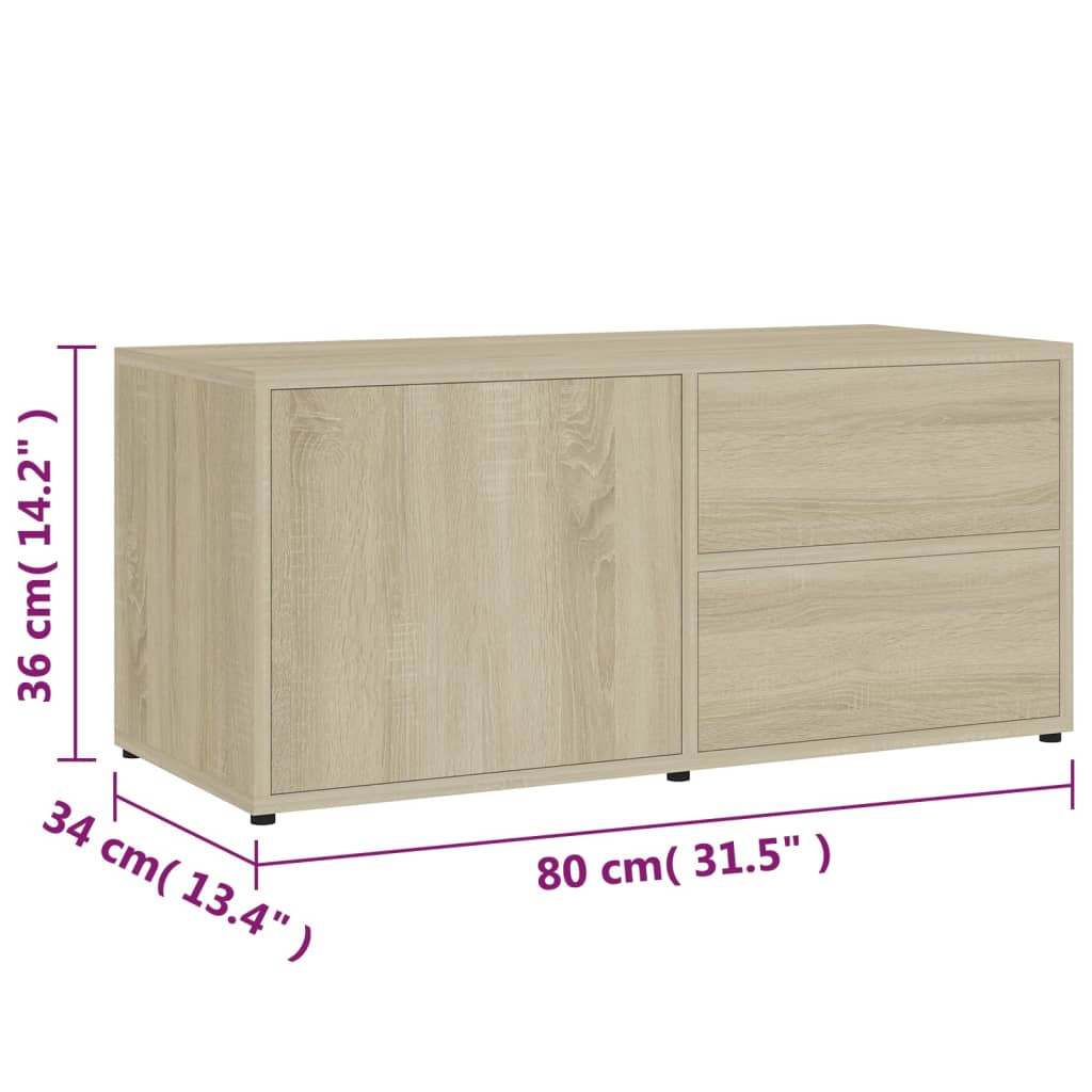 vidaXL TV Cabinet Sonoma Oak 80x34x36 cm Engineered Wood