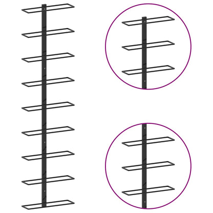 vidaXL Wall-mounted Wine Racks for 18 Bottles 2 pcs Black Iron