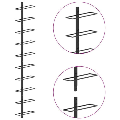 vidaXL Wall-mounted Wine Racks for 20 Bottles 2 pcs Black Metal