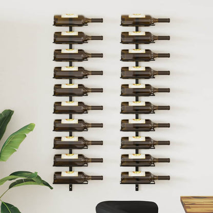 vidaXL Wall-mounted Wine Racks for 20 Bottles 2 pcs Black Metal