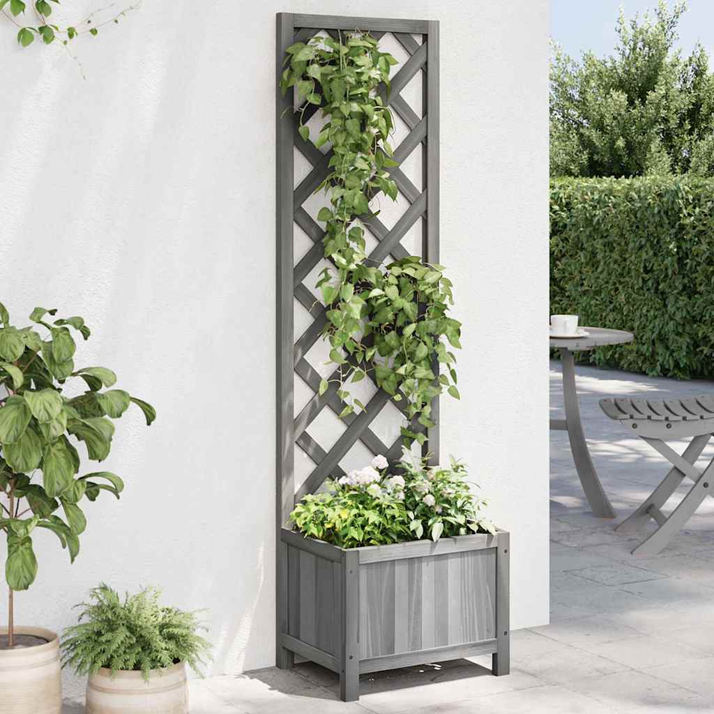 vidaXL Planter with Trellis 40x30x135 cm Solid Wood Fir