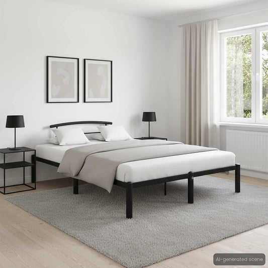 284659 vidaXL Bed Frame without Mattress Black Metal 140x200 cm