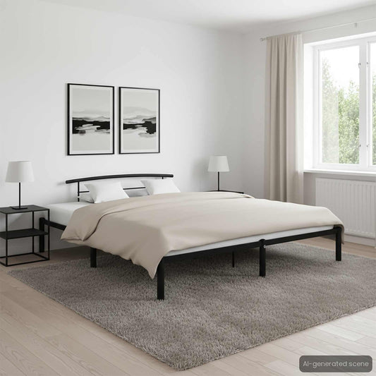 284661 vidaXL Bed Frame without Mattress Black Metal 180x200 cm