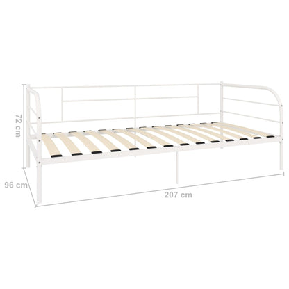 284672 vidaXL DayBed Frame without Mattress White Metal 90x200 cm