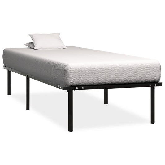 vidaXL Bed Frame | Black | Metal, poplar wood | 100 x 200 cm | Durable