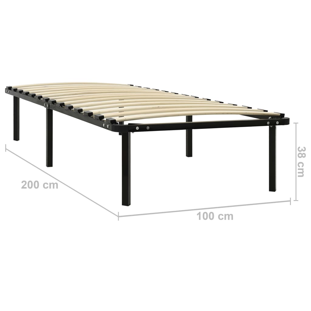 vidaXL Bed Frame without Mattress Black Metal 100x200 cm
