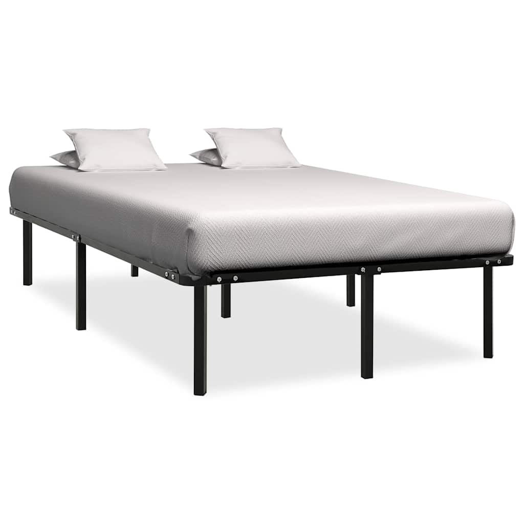 vidaXL Bed Frame | Black | Metal, poplar wood | Double | Heavy Weight Endurance