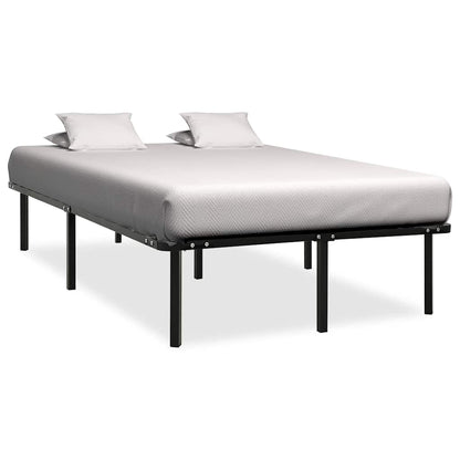 vidaXL Bed Frame | Black | Metal, poplar wood | Double | Heavy Weight Endurance