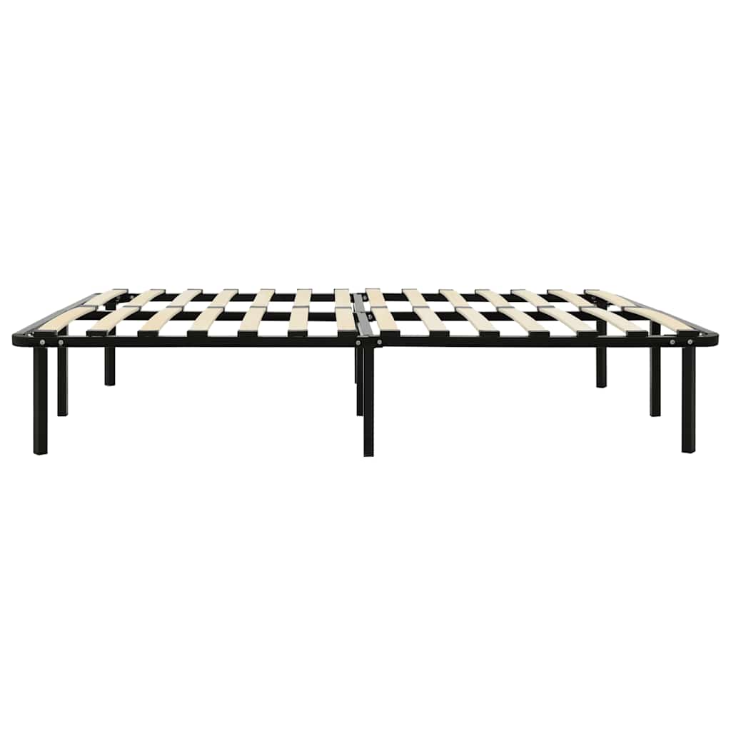 vidaXL Bed Frame | Black | Metal, poplar wood | Double | Heavy Weight Endurance