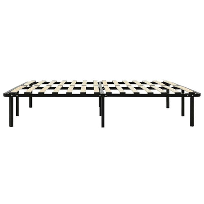 vidaXL Bed Frame | Black | Metal, poplar wood | Double | Heavy Weight Endurance