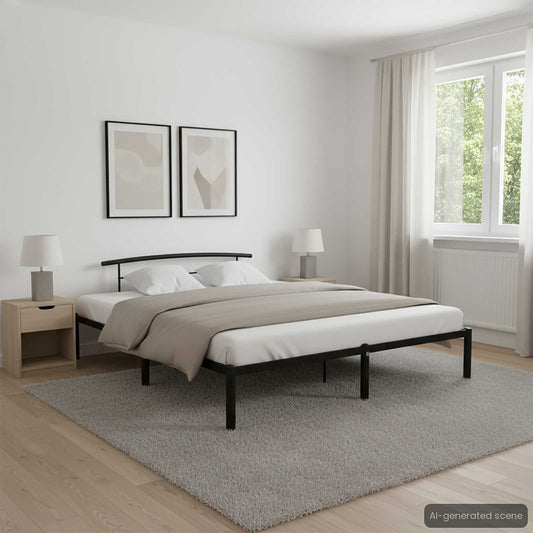284705 vidaXL Bed Frame without Mattress Black Metal 200x200 cm