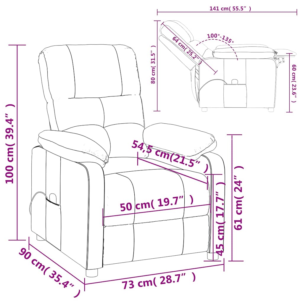 vidaXL Massage Chair Black Fabric