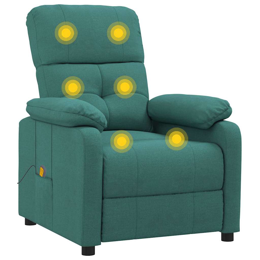 vidaXL Massage Chair Dark Green Fabric