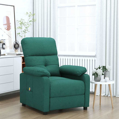 vidaXL Massage Chair Dark Green Fabric