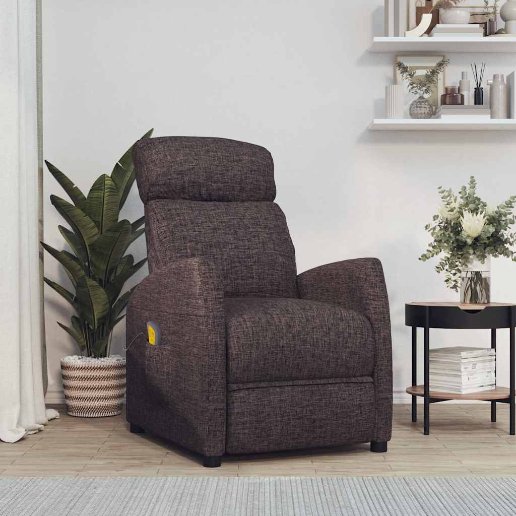 vidaXL Massage Chair Dark Brown Fabric