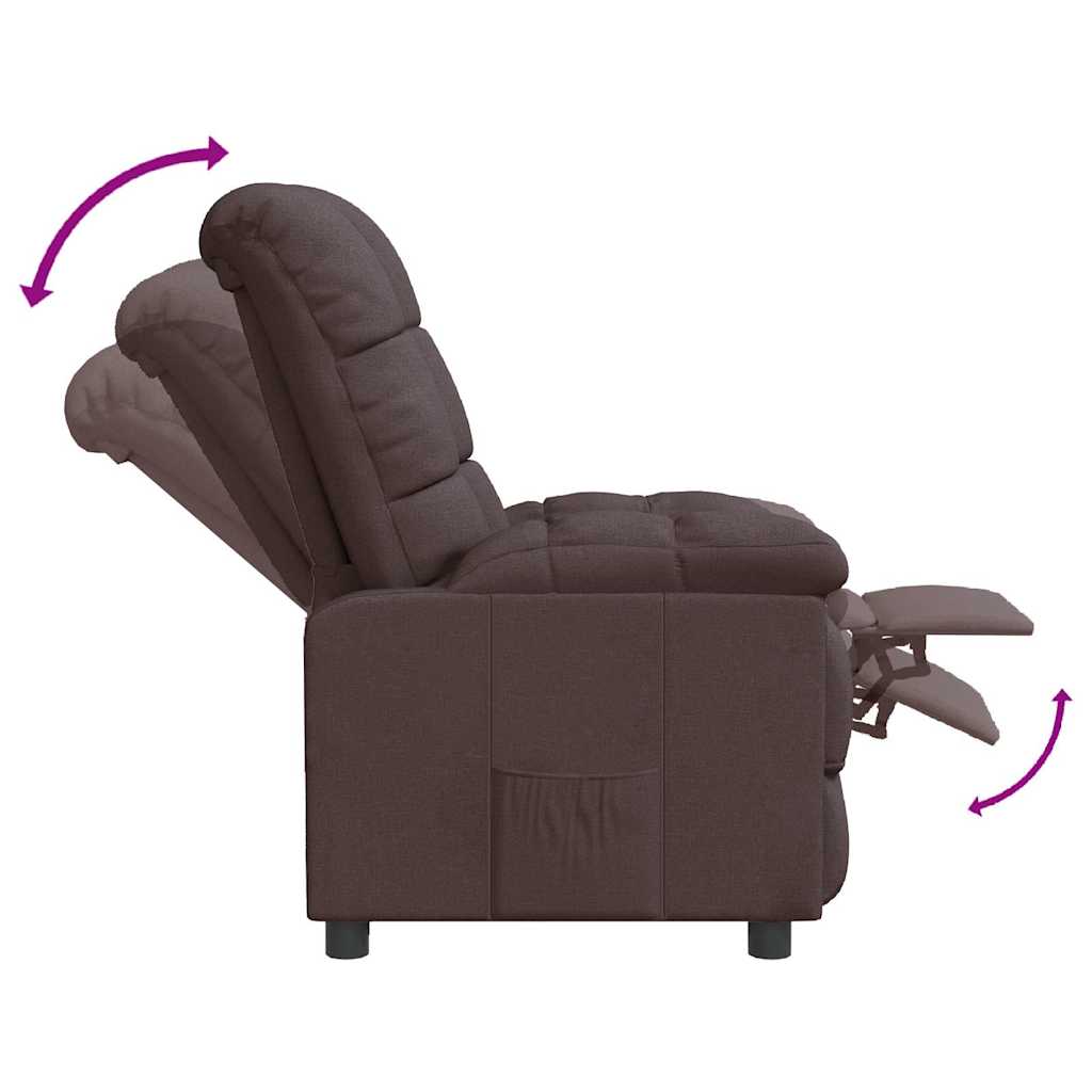 vidaXL Recliner Chair Dark Brown Fabric