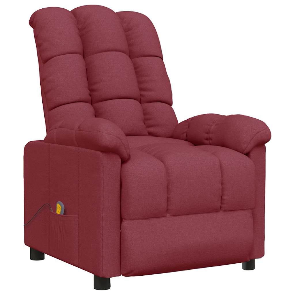 vidaXL Massage Chair Wine Red Fabric