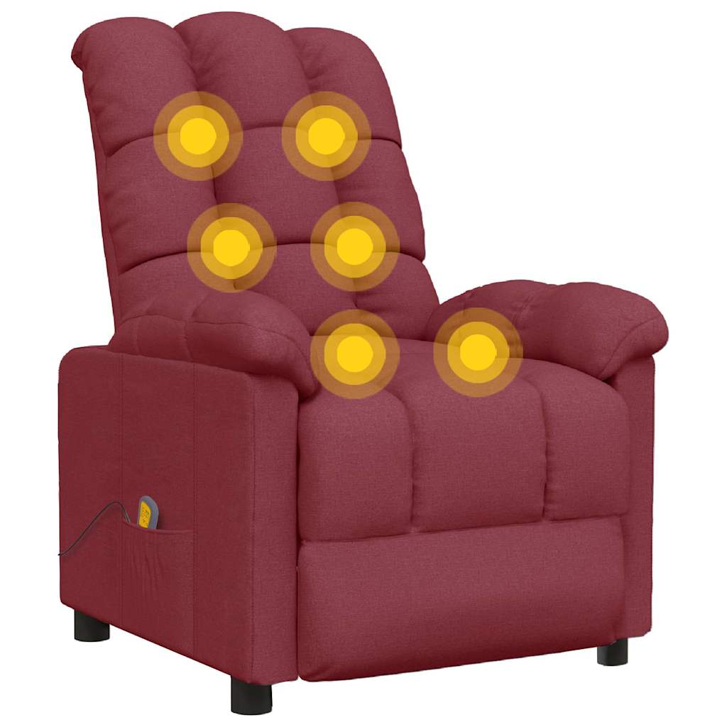 vidaXL Massage Chair Wine Red Fabric