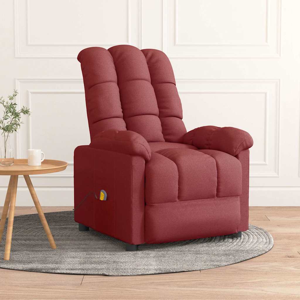 vidaXL Massage Chair Wine Red Fabric