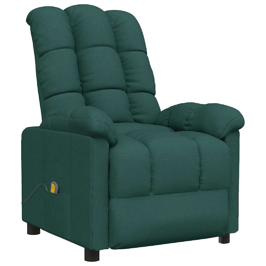 vidaXL Massage Chair Dark Green Fabric