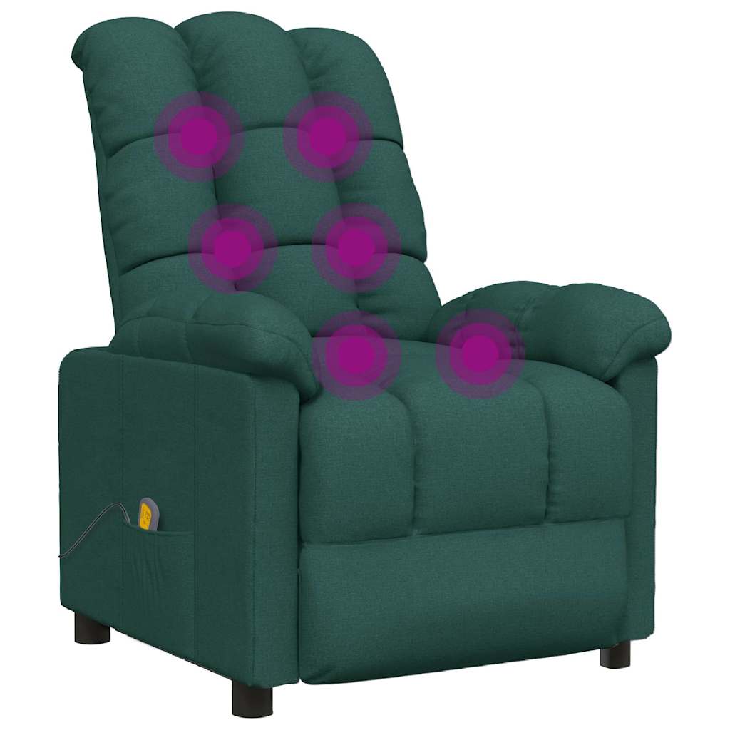 vidaXL Massage Chair Dark Green Fabric