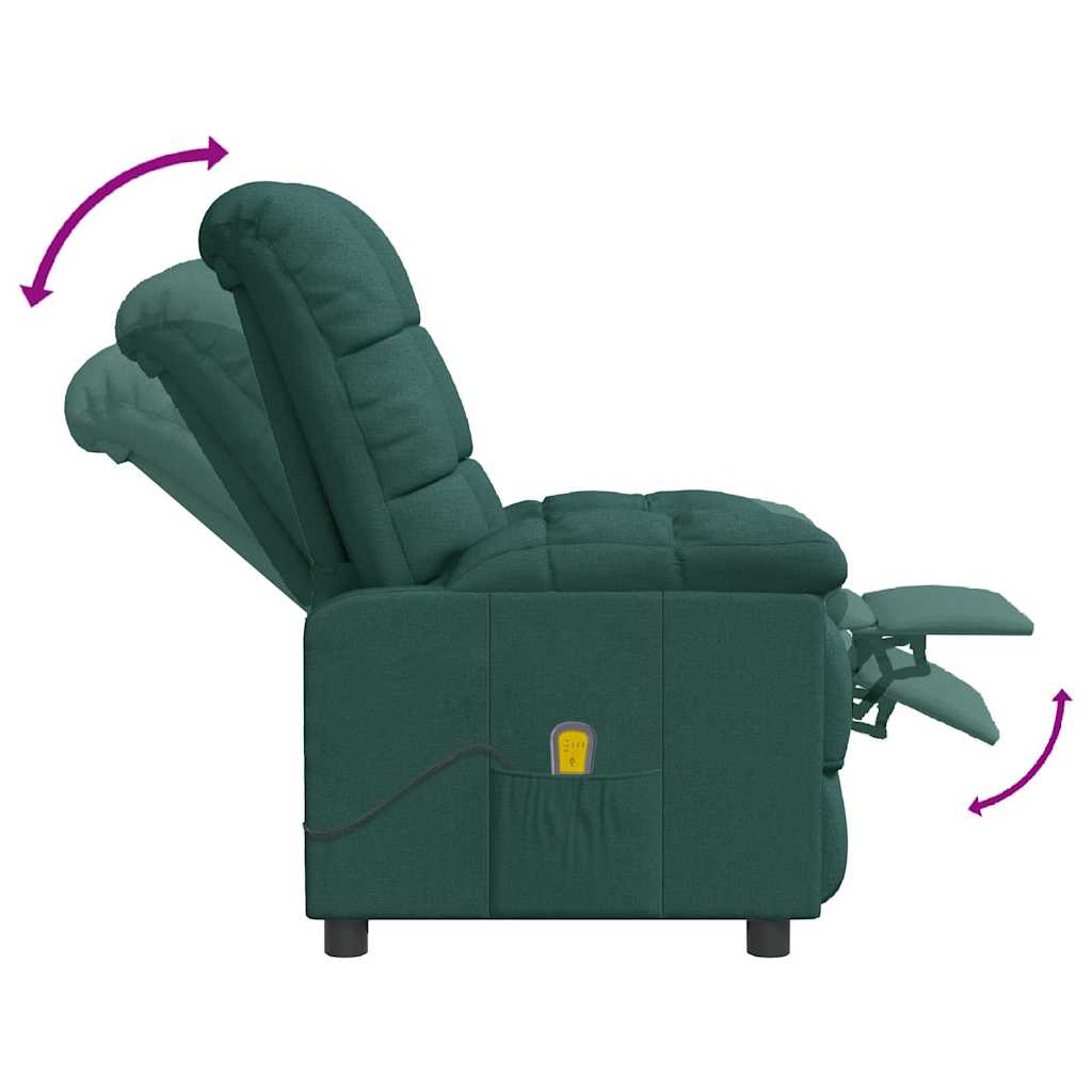 vidaXL Massage Chair Dark Green Fabric