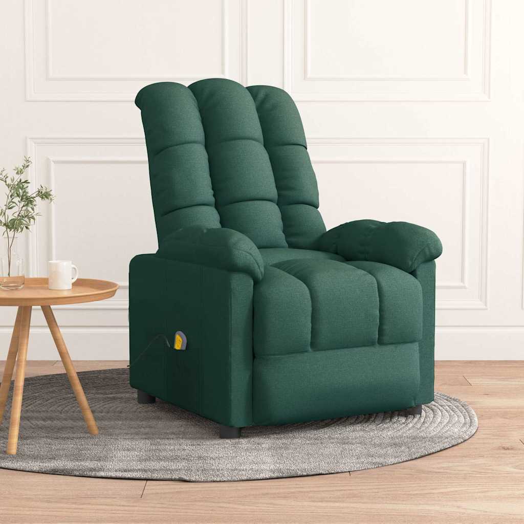 vidaXL Massage Chair Dark Green Fabric