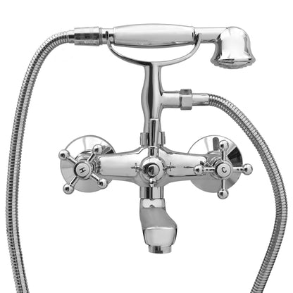 vidaXL 2-Handle Bathtub Faucet + Hand Shower Diverter Chrome Retro