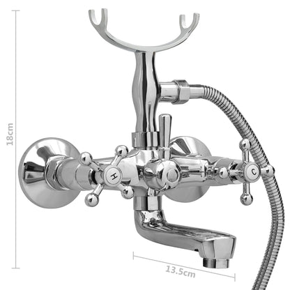 vidaXL 2-Handle Bathtub Faucet + Hand Shower Diverter Chrome Retro