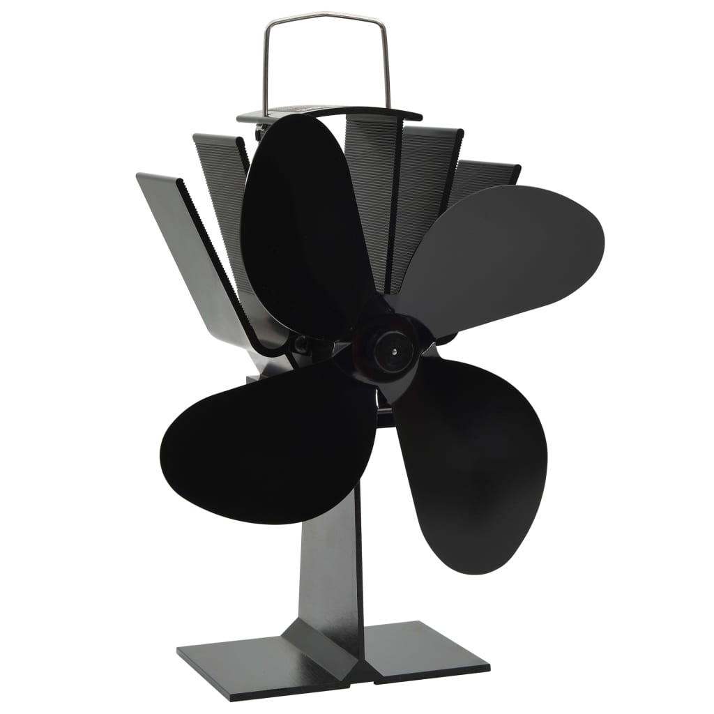 vidaXL Heat Powered Stove Fan 4 Blades Black