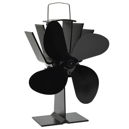 vidaXL Heat Powered Stove Fan 4 Blades Black
