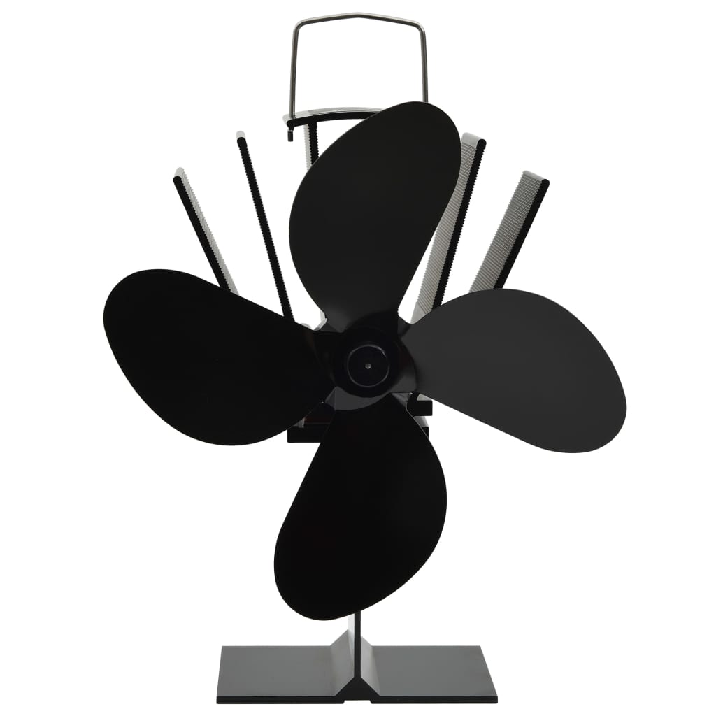vidaXL Heat Powered Stove Fan 4 Blades Black