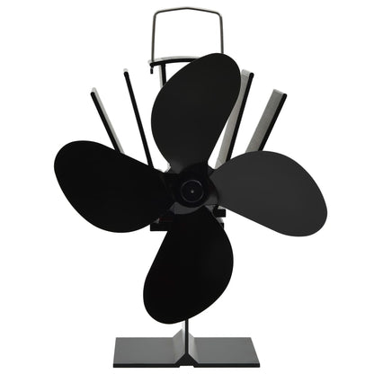 vidaXL Heat Powered Stove Fan 4 Blades Black
