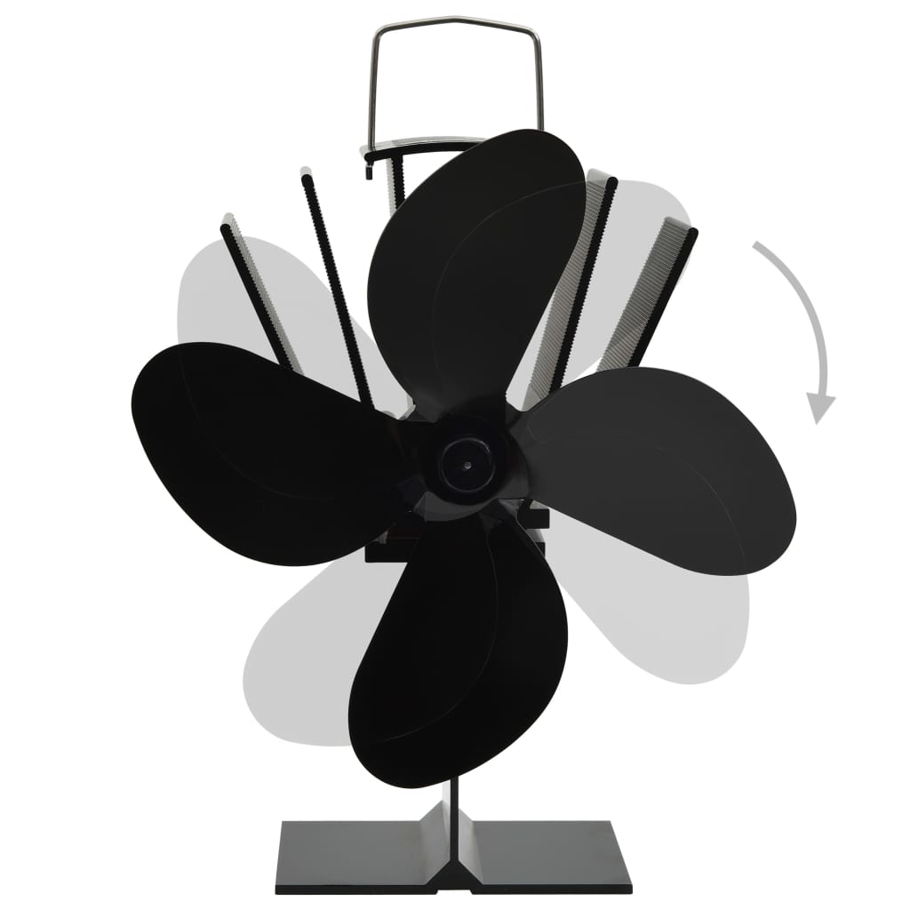 vidaXL Heat Powered Stove Fan 4 Blades Black