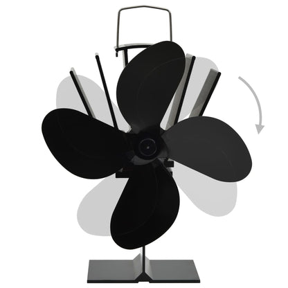 vidaXL Heat Powered Stove Fan 4 Blades Black