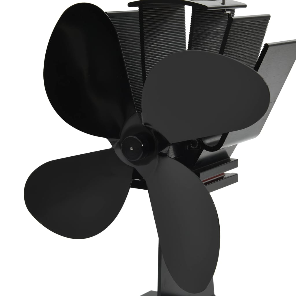vidaXL Heat Powered Stove Fan 4 Blades Black