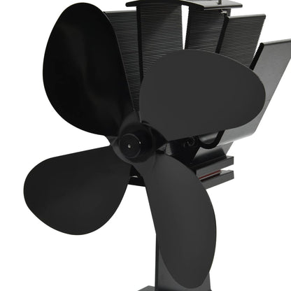 vidaXL Heat Powered Stove Fan 4 Blades Black