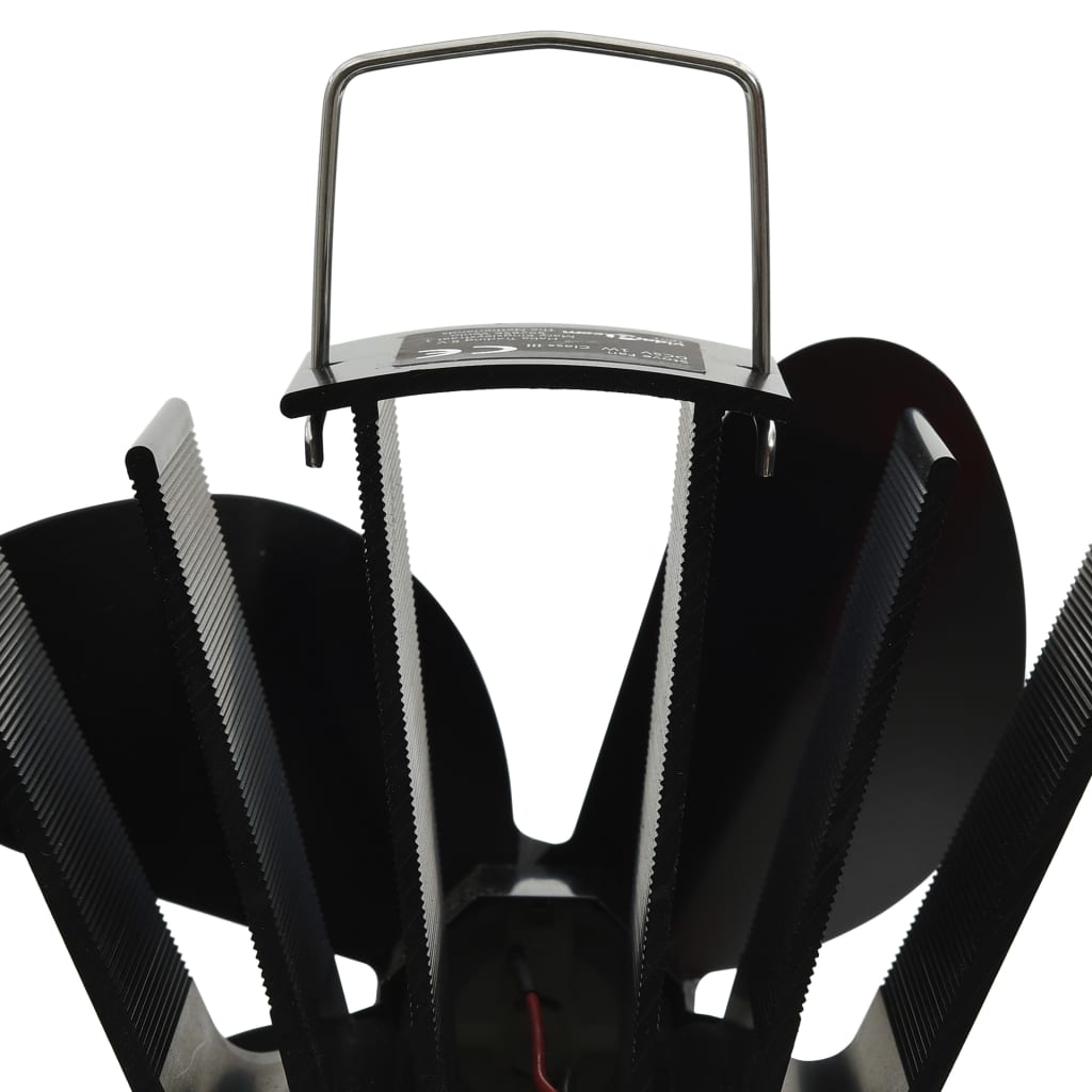 vidaXL Heat Powered Stove Fan 4 Blades Black