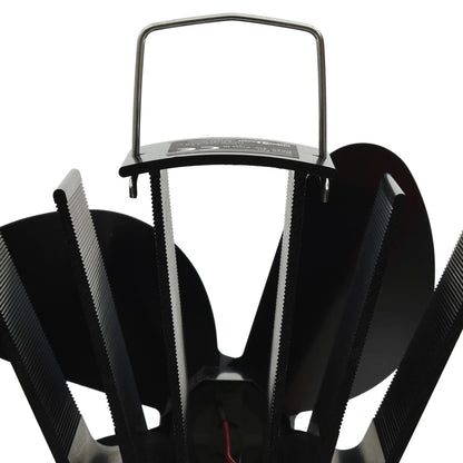 vidaXL Heat Powered Stove Fan 4 Blades Black