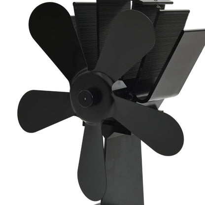 vidaXL Heat Powered Stove Fan 5 Blades Black
