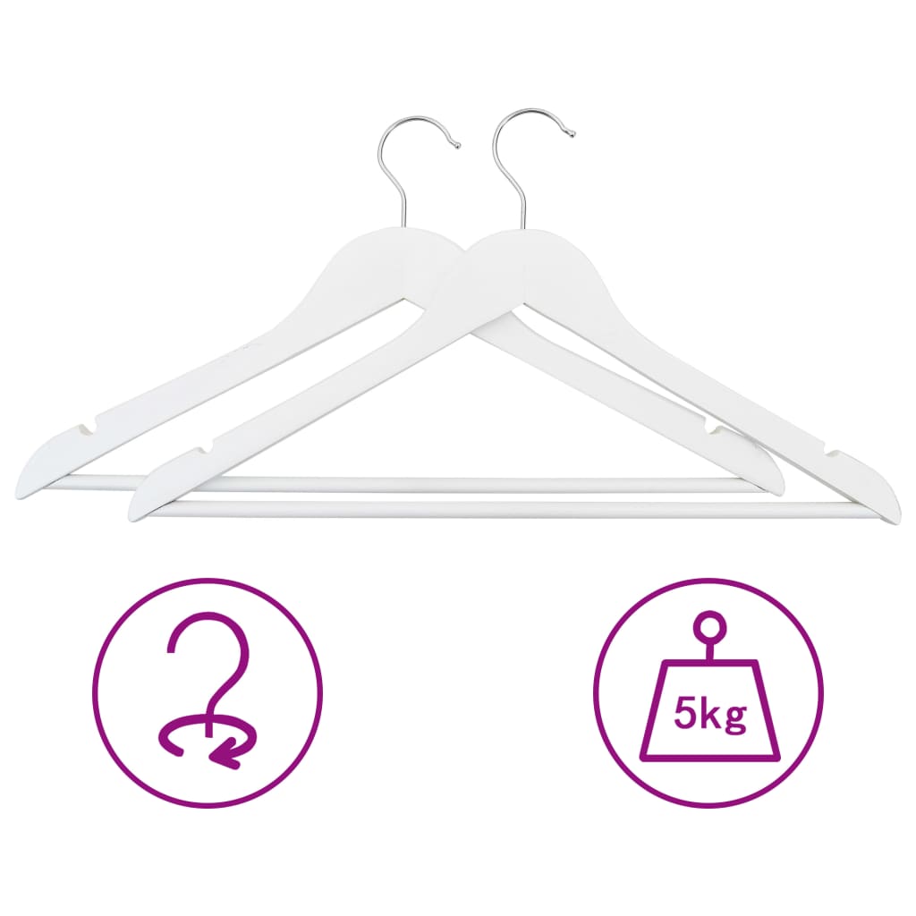 vidaXL 20 pcs Clothes Hanger Set Non-slip White Hardwood