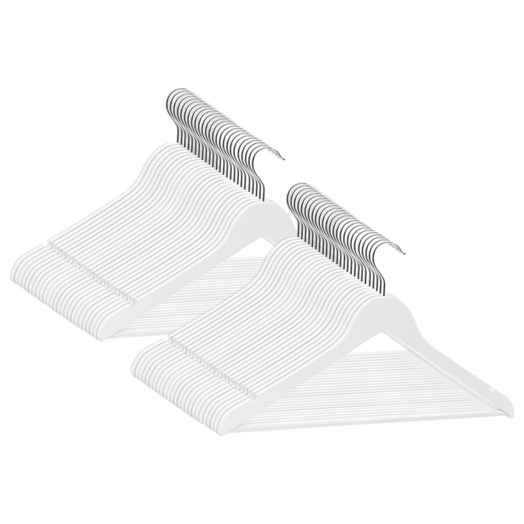 vidaXL 50 pcs Clothes Hanger Set Non-slip White Hardwood