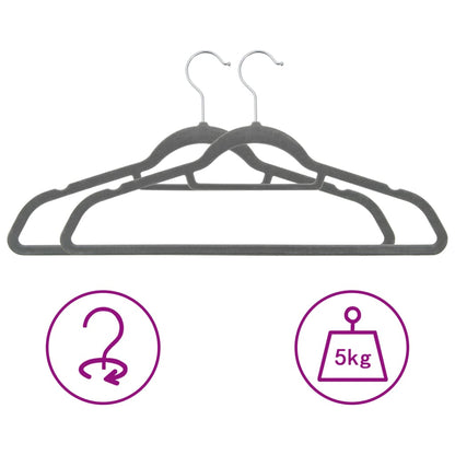 vidaXL 50 pcs Clothes Hanger Set Anti-slip Grey Velvet