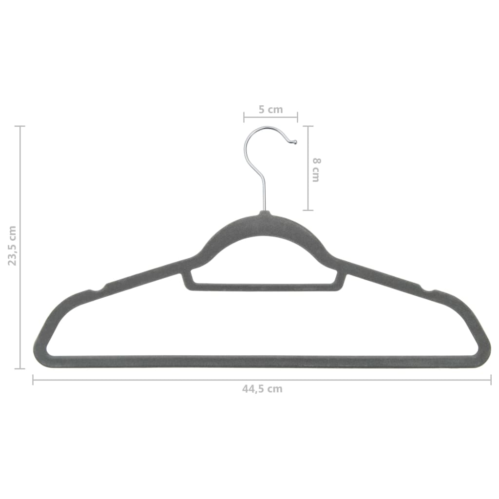 vidaXL 50 pcs Clothes Hanger Set Anti-slip Grey Velvet