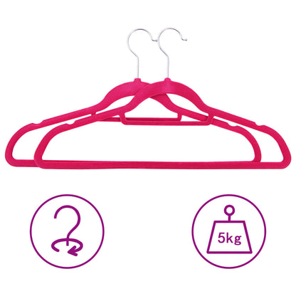 vidaXL 50 pcs Clothes Hanger Set Anti-slip Pink Velvet