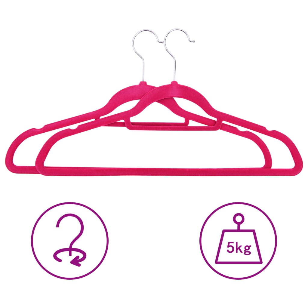 vidaXL 100 pcs Clothes Hanger Set Anti-slip Pink Velvet